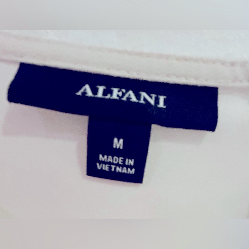 Alfani Tired Sleeve Zip Up Pattern Blouse - Picture 6 of 10